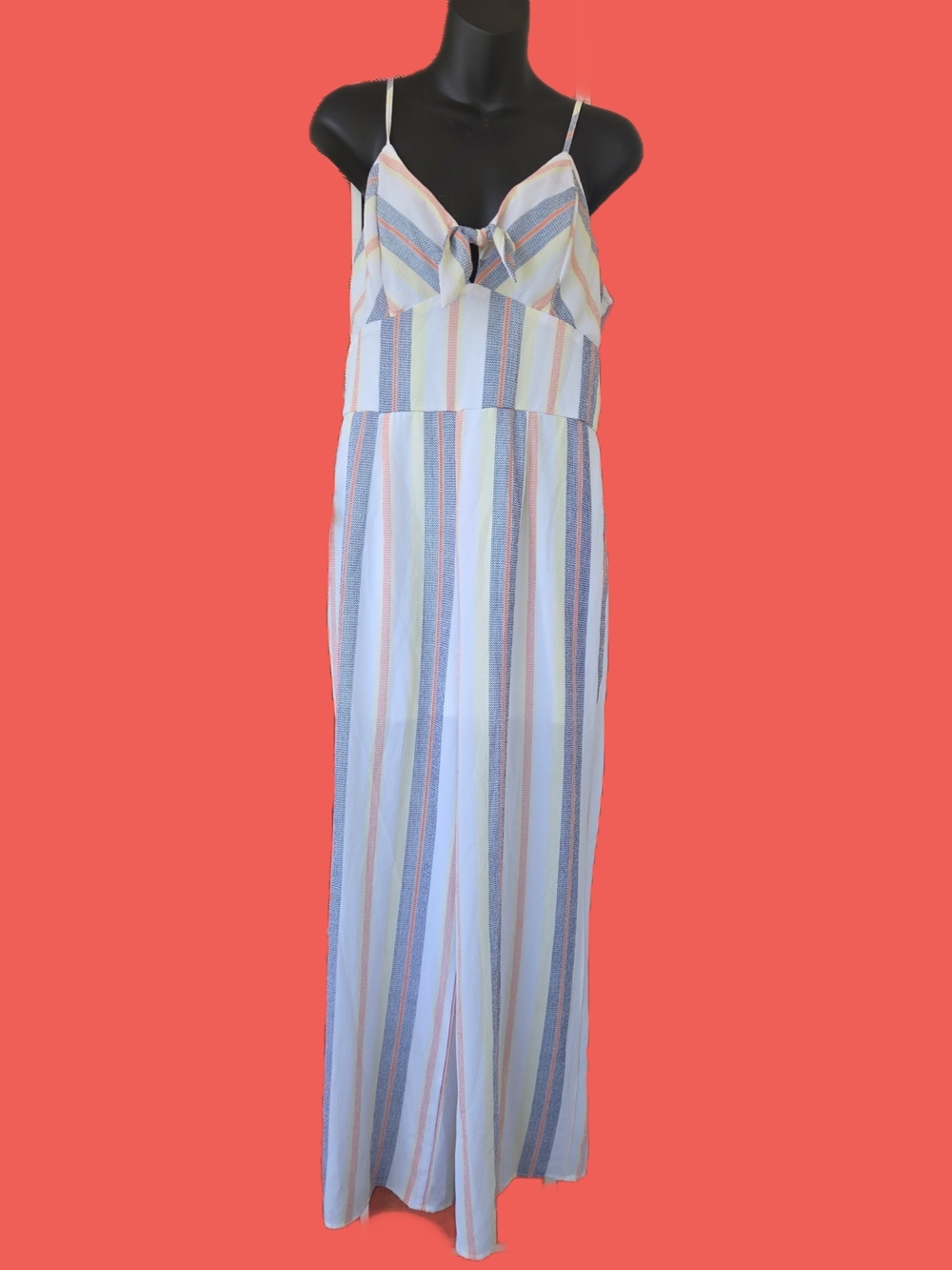 Trixxi Clothing Company Pastel Striped Maxi Jumpsuit in Blue, Pink, Cream, Tan - Picture 4 of 5